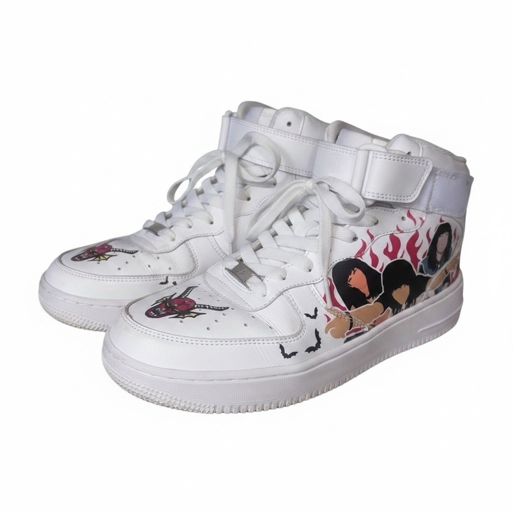 Custom Sneakers Eddie Munson Hellfire Club Stranger Things White Mid Women 8